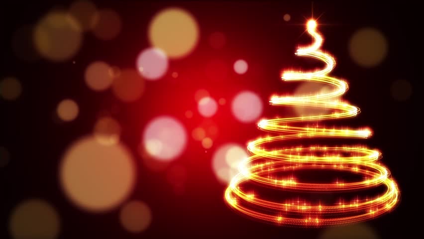 A stylish Christmas tree against a red background