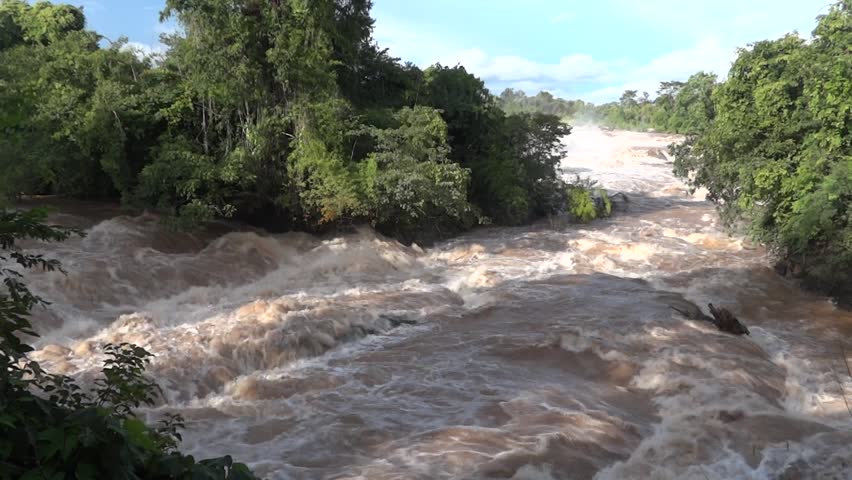 SI PHAN DON - AUGUST 25: River rapids on Mekong river next to Don Khon island August 25, 2012 in Si Phan Don, Laos.
