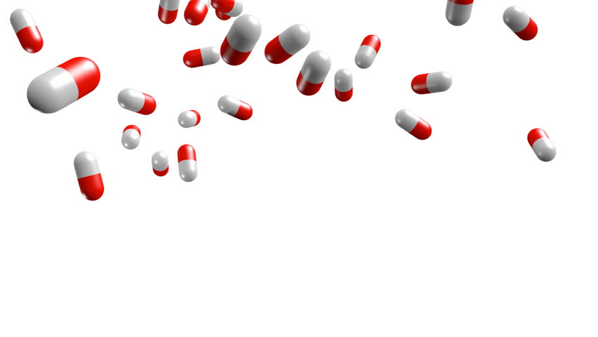 fifteen seconds of pills falling with alpha channel