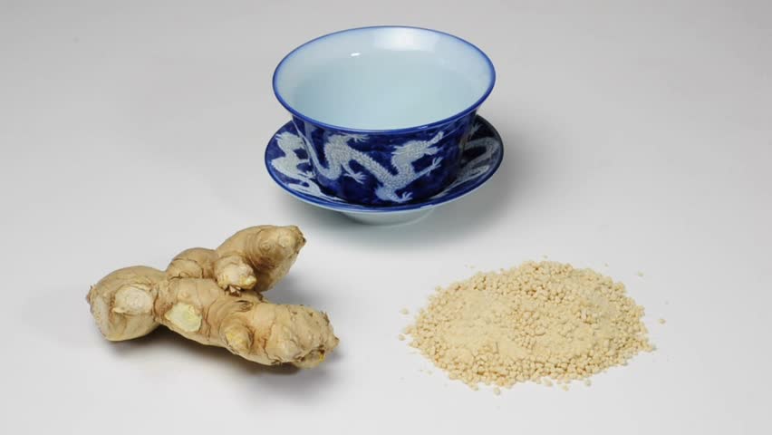 ginger,root and instant tea, preparing a cup of ginger tea