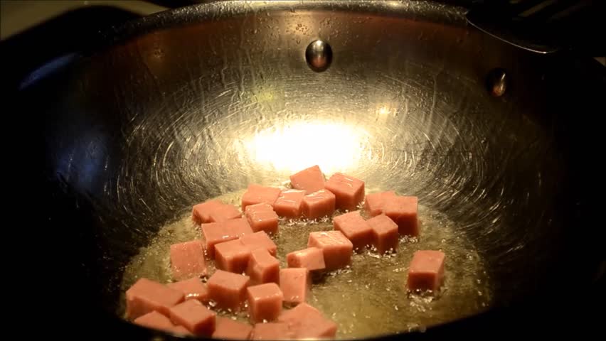  Pan frying ham (High definition, HD 1080P)