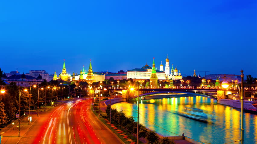 Moscow city on sunset. Russia. Timelapse
