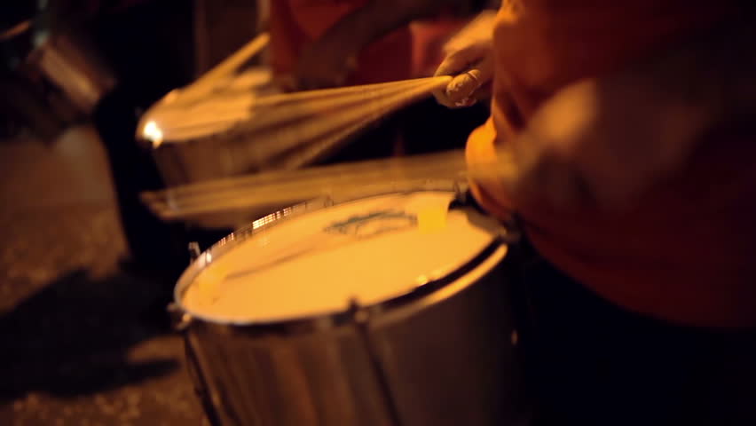 BARCELONA - OCTOBER 07: A brazillian drumming group perform during the fiesta de gracia event, Barcelona, Spain. OCTOBER 07, 2012. 