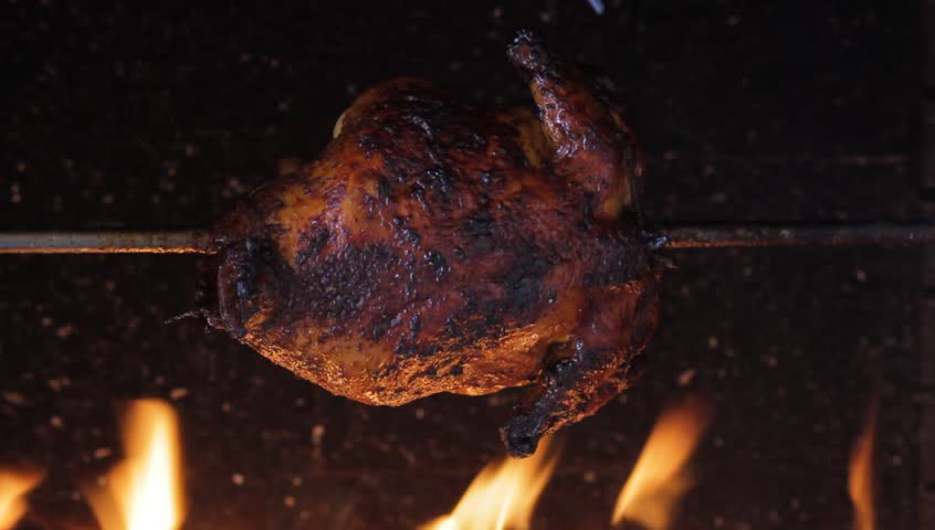 chicken roasted on a spit
