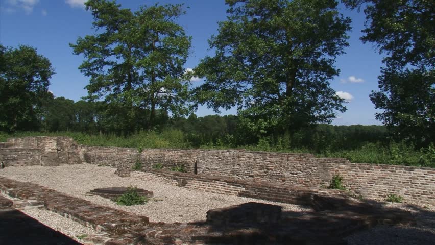 SCHOKLAND, NOORDOOSTPOLDER, THE NETHERLANDS - APRIL 2012: Ruins of 14th century church Ens - pan reclaimed land. Schokland has vestiges of human habitation going back to prehistoric times.