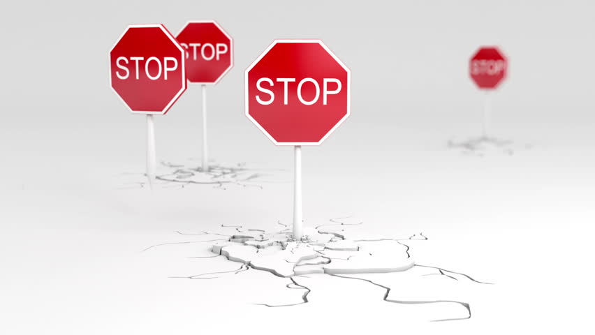 Caution! Stop sign animation. Two versions - with and without a depth of field