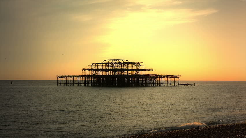 West Pier in Brighton, UK, at sunset