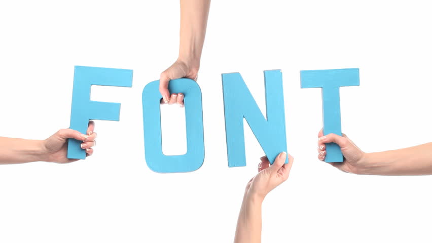 Female hands holding letters FONT