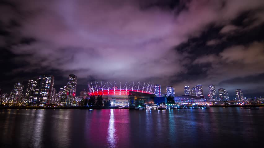 VANCOUVER - CIRCA 2012: Time lapse of BC Place Stadium located in the heart of Downtown Vancouver, Canada circa 2012.