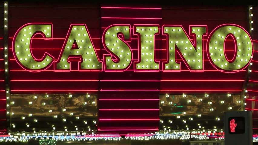 LAS VEGAS, NEVADA - JANUARY 4: The word "Casino" in neon lights on famed Fremont Street in Las Vegas, Nevada on January 4, 2012 