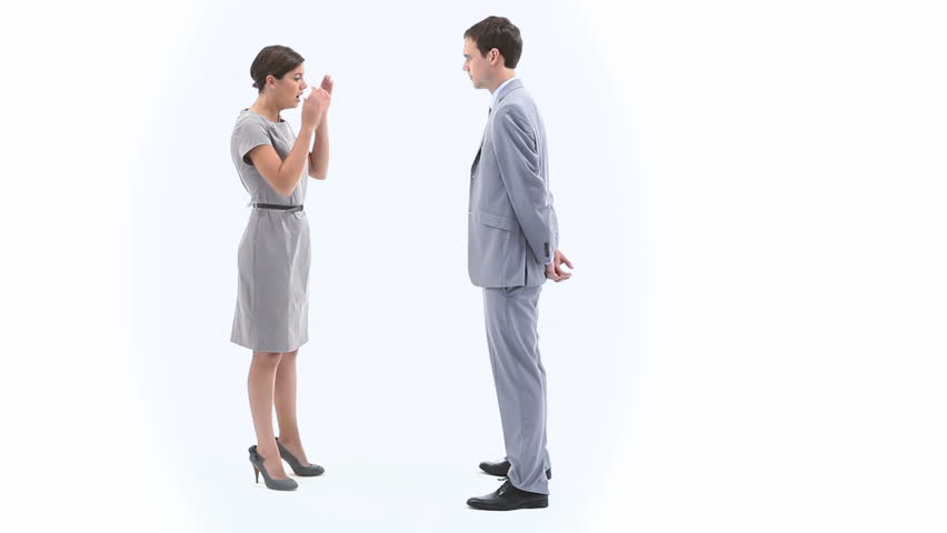 Video of a businesswoman annoyed next to a colleague