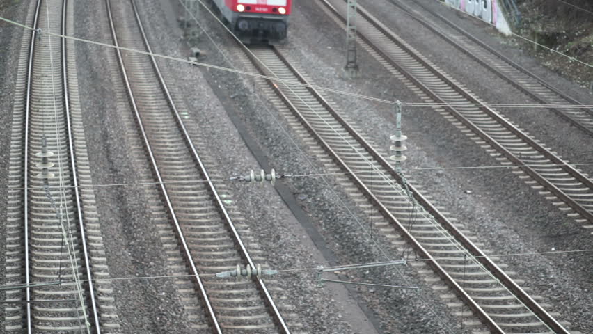 WIESBADEN, GERMANY - NOVEMBER 19: A suburb train of german railroad company DB is leaving the station of Wiesbaden on November 19, 2012
