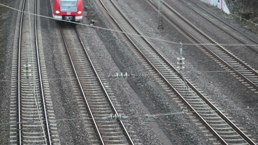 WIESBADEN, GERMANY - NOVEMBER 19: A suburb train of german railroad company DB is leaving the station of Wiesbaden on November 19, 2012