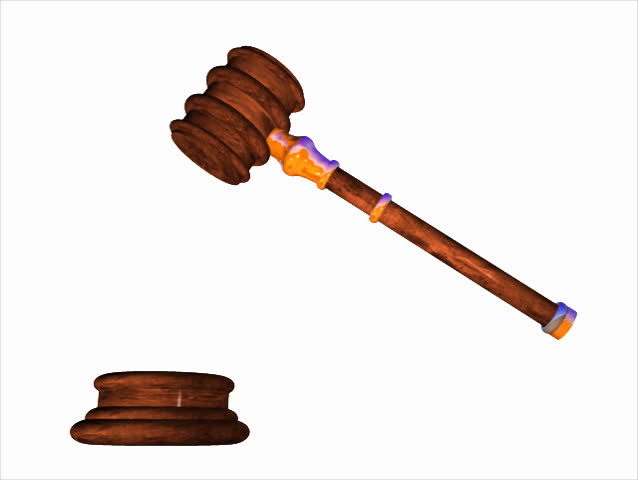 Computer-generated animated loop depicting a gavel (concept: justice or law)
