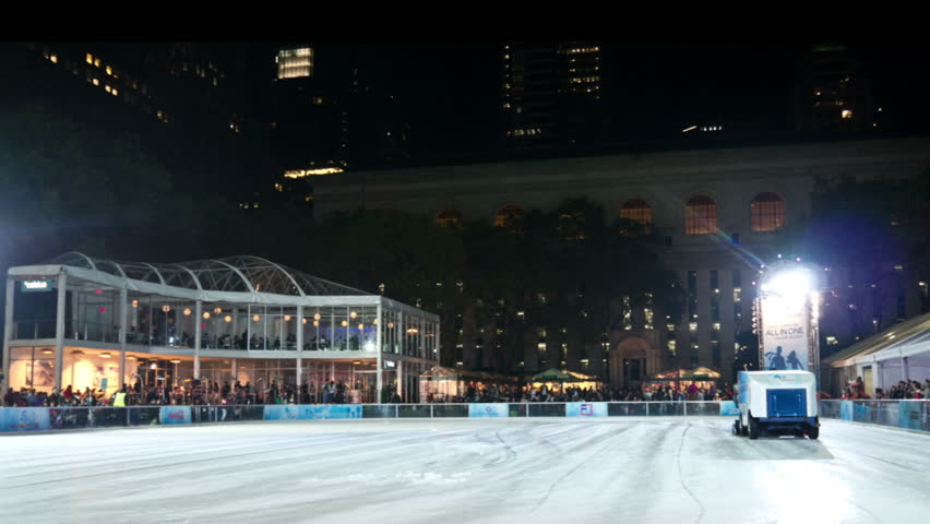 NEW YORK - NOVEMBER 30:  Time Lapse Video of People skating after the ice is cleaned by a Zamboni at Citi Pond in Bryant Park November 30, 2012 in New York City.