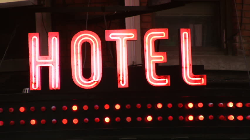 Animation Of Flashing Neon Vacancy Sign At A Hotel Or