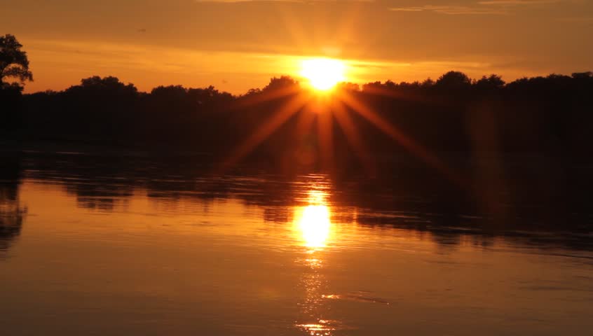 Sunset on the Elbe river in Saxony-Anhalt / Germany