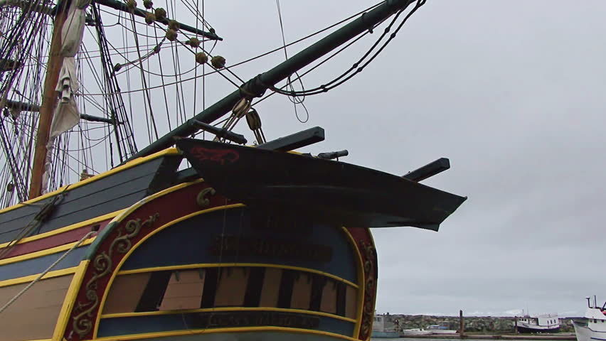 Walk by Vintage Square Rigger at Dock