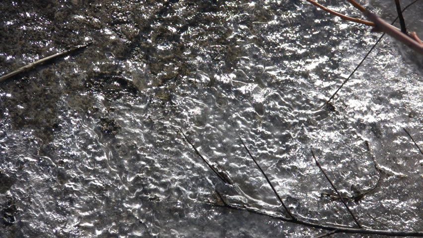 Closeup of melting ice due to the spring season's warm temperatures (High Definition)