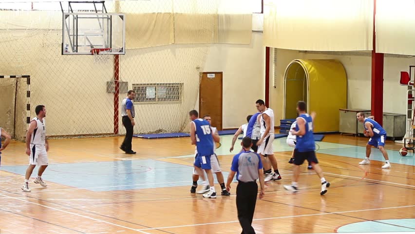 RIJEKA, CROATIA - DEC 16: Basketball Match Crikvenica (white) vs. Kvarner (blue) on December 16, 2012 in Croatia, Rijeka