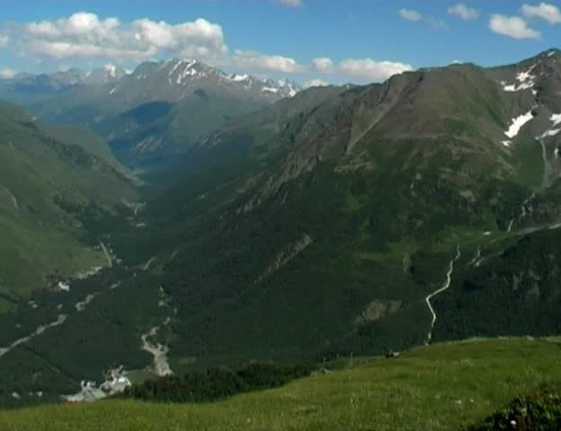 mountain panorama with Elbrus peaks view