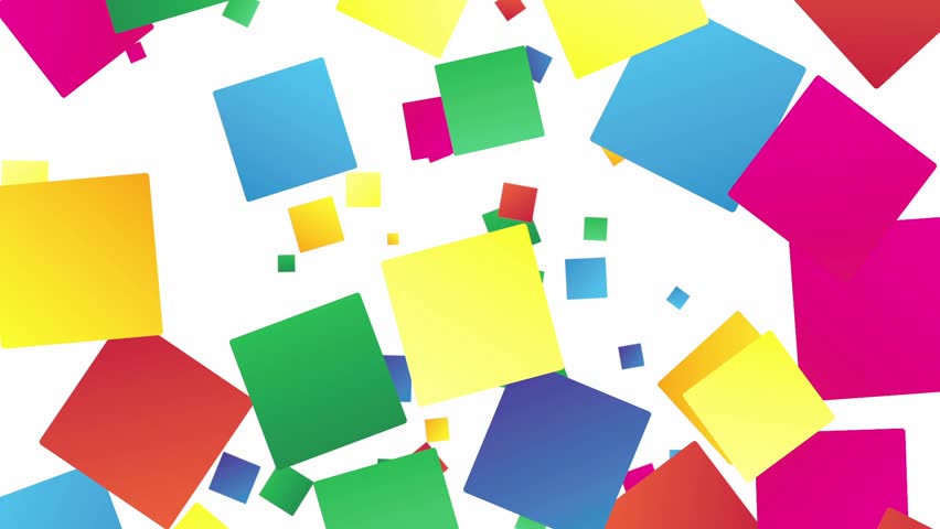 Rectangles falling down on white background (ends on blue)