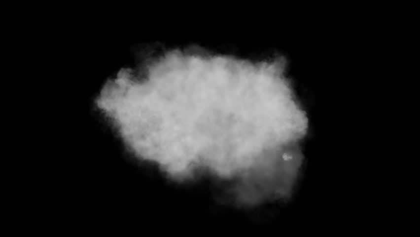 Cloud, isolated on black background, loop 