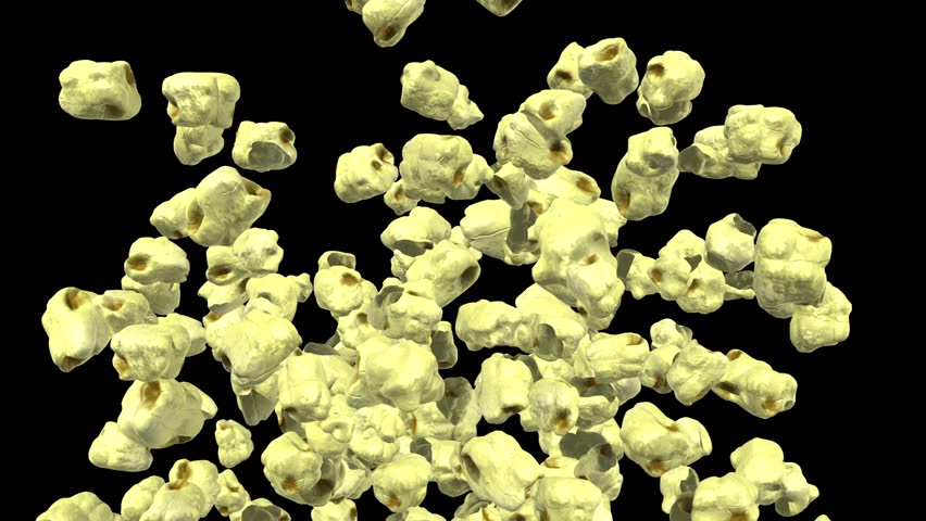 Popcorn explosion on black background