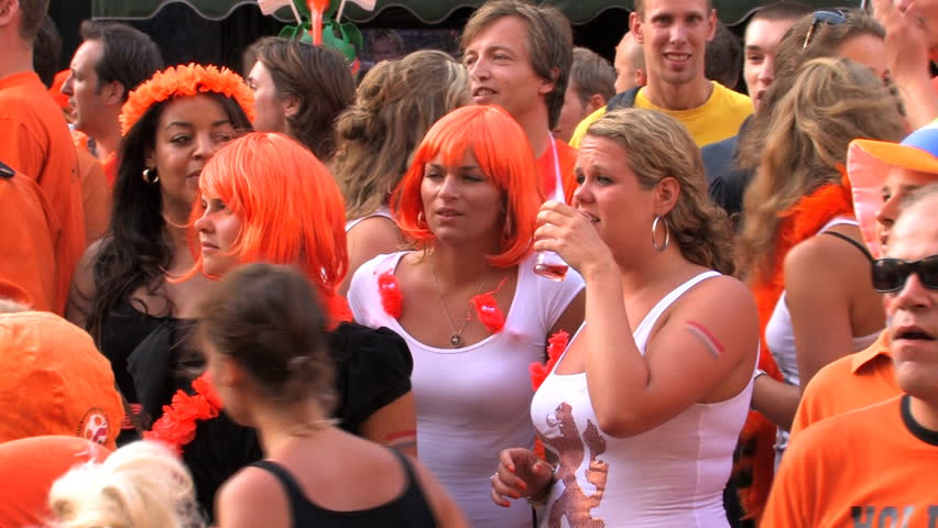 GRONINGEN, HOLLAND - JULY 11: Dutch soccer fans supporting their team during the final of the FIFA World Cup 2010 Netherlands vs. Spain - July 11, 2010 in Groningen, the Netherlands.