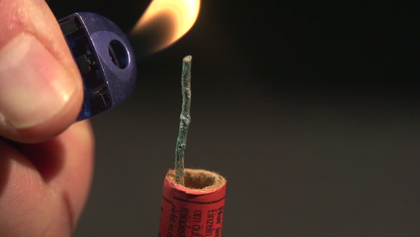 Firecracker's fuse burning down, not exploding. Slow motion