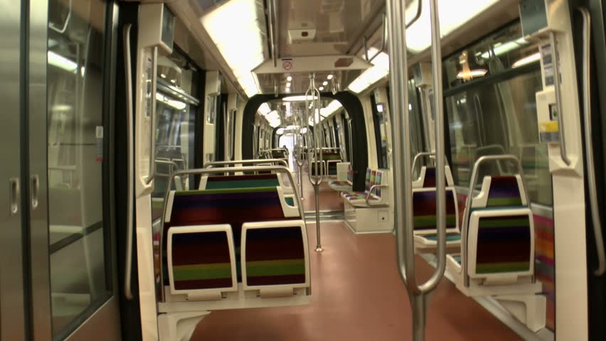 Riding empty subway car, passenger point of view. 1080p
