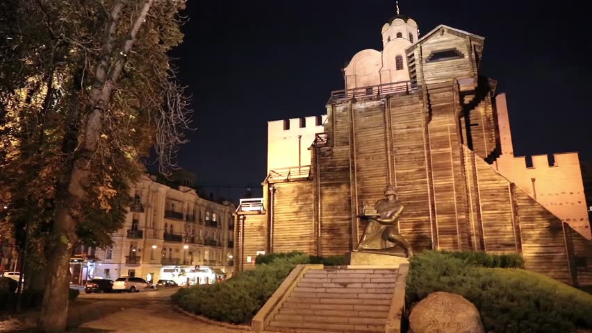 The Golden Gate (and Yaroslav The Wise monument) in Kiev is a major landmark of the ancient Kiev and historic gateway in the very old city fortress, located in the capital of Ukraine