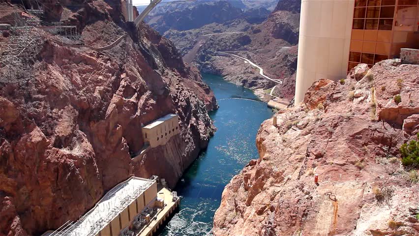Hoover Dam, once known as Boulder Dam. Hoover Dam is a concrete arch-gravity dam in the Black Canyon of the Colorado River, on the border between the US states of Arizona and Nevada.