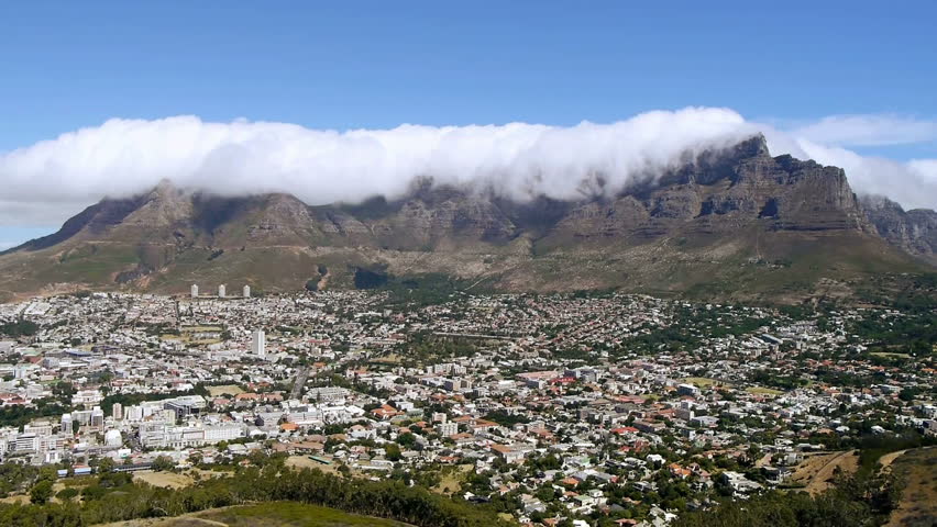 wide angle of table mountain and clouds