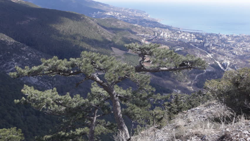 Panoramic view of Yalta, Crimea, Ukraine, from Crimean mountains