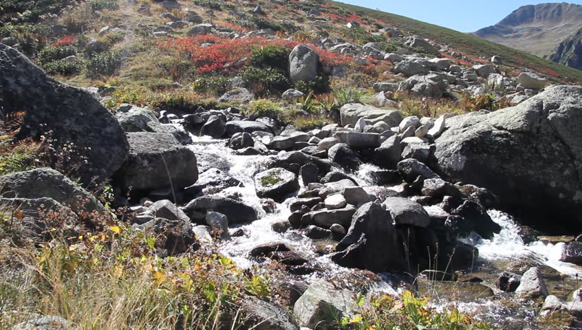 Mountain river and boulders