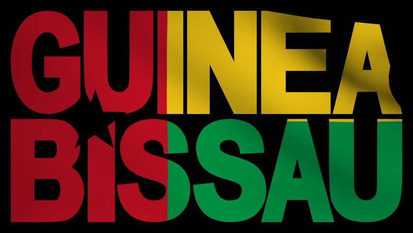 Guinea Bissau text with fluttering flag animation