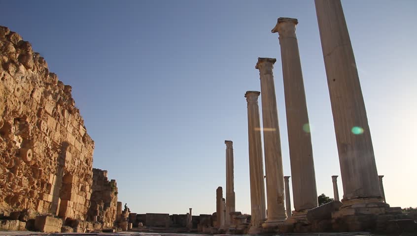 Columns and square in Salamis, North Cyprus