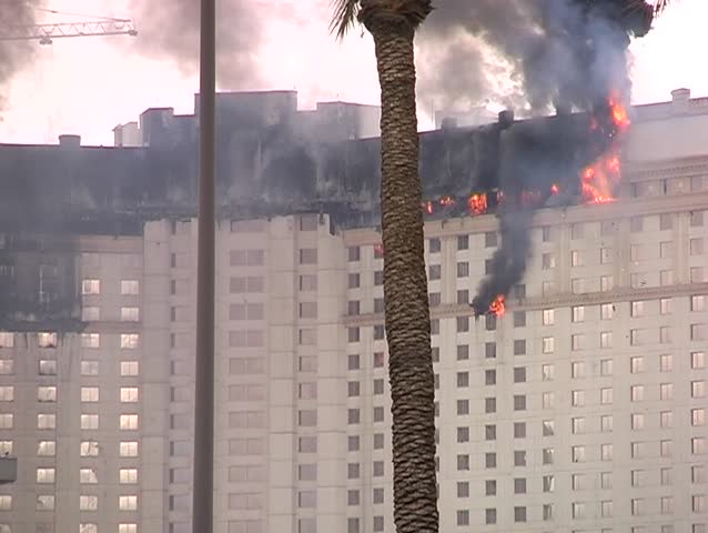 LAS VEGAS - JANUARY 25, 2008: Las Vegas Monte Carlo Hotel Fire, USA. Archived video