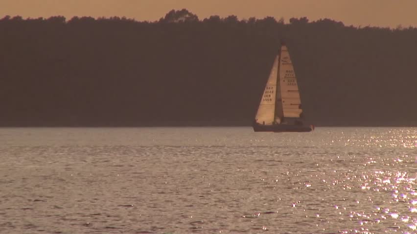 Sailing ship in the sunset