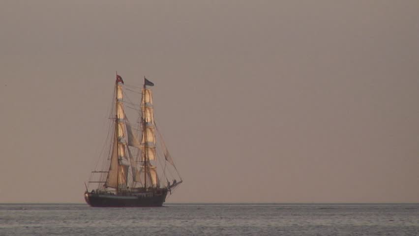 Sailing ship in the sunset