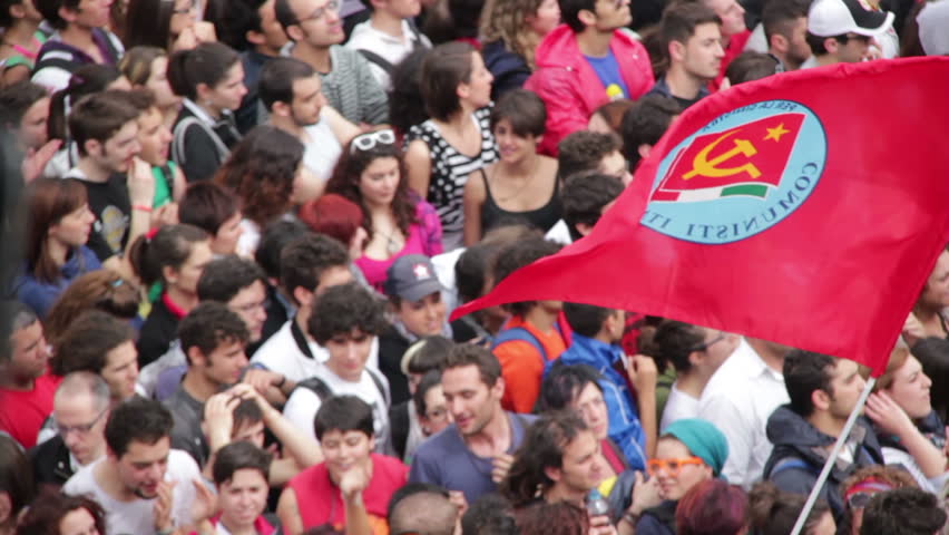 ROME, ITALY - MAY 1: People attend free "Concerto del Primo Maggio" ("Workers' Day Concert") in Piazza San Giovanni (San Giovanni Square) on Workers' Day, May 1, 2012 in Rome, Italy.