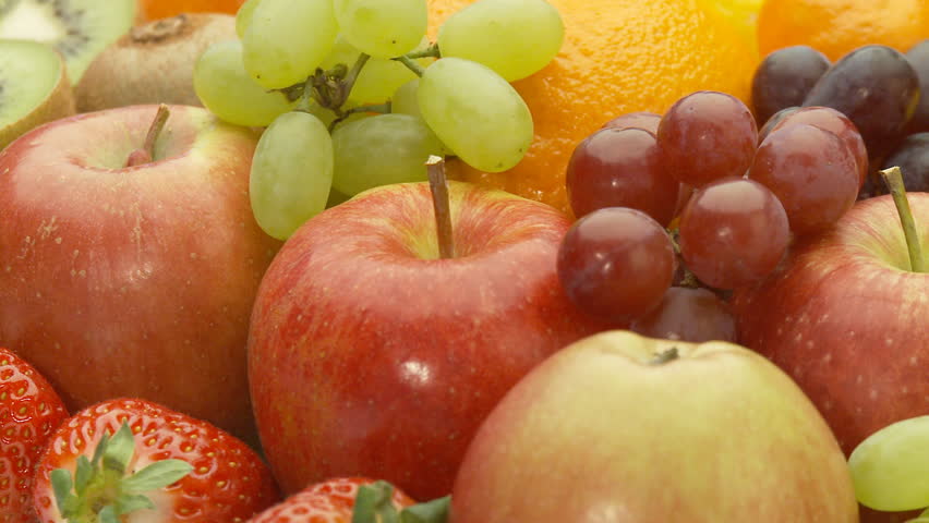 close view of different fresh fruits, seamless loop part I of II