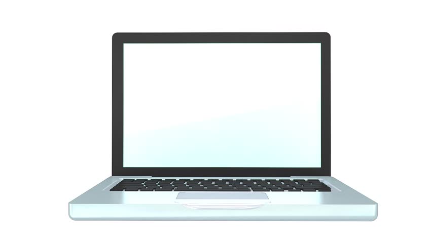Laptop Animation. White Background. Technology. 4 Shots In 1. Highly