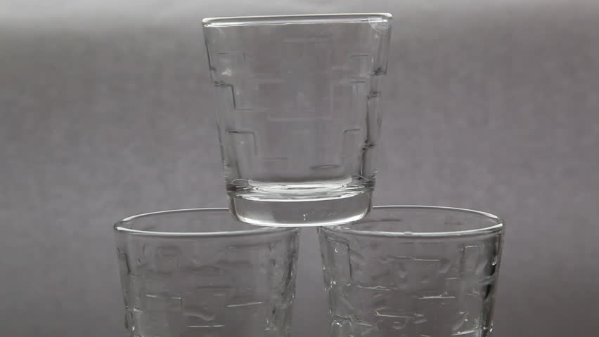 In a glass of water flowing