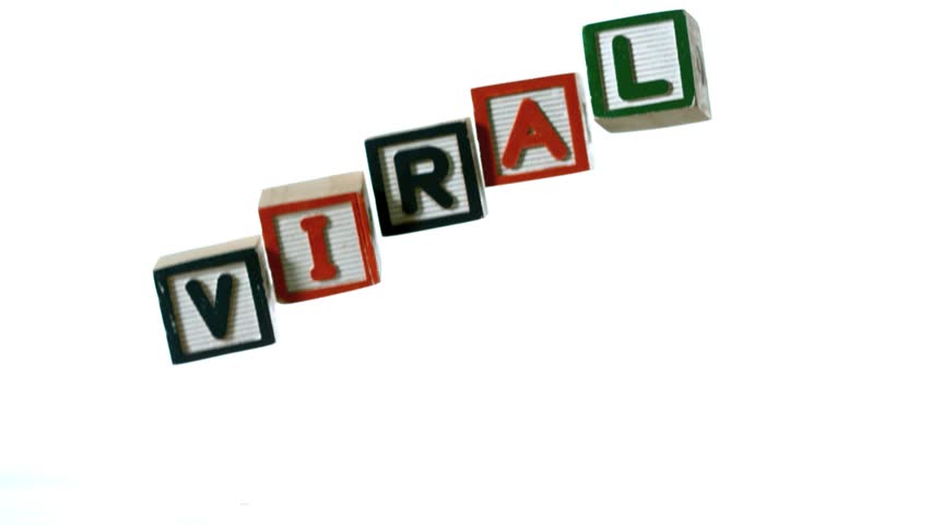 Blocks spelling viral dropping down in slow motion