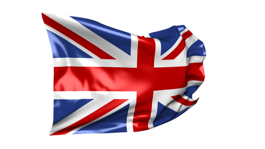 Flag of United Kingdom 06B (HD) - Waving flag of United Kingdom on the white background. Nice silk material, real simulation. Alpha matte for change of the white background included.