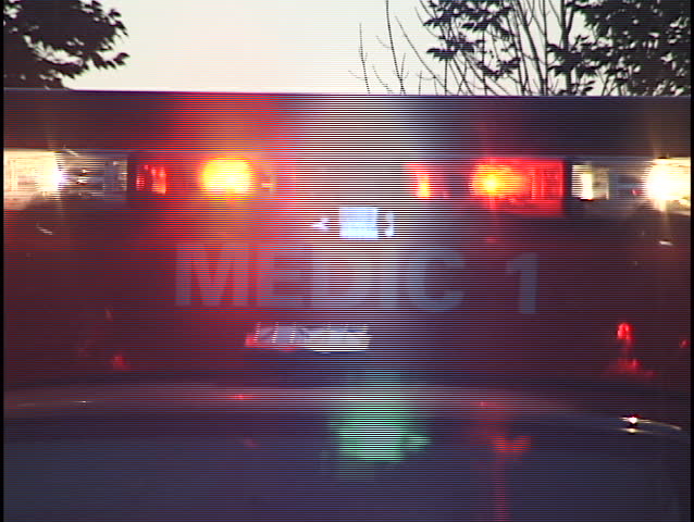 static video shot of the flashing lights on an ambulance