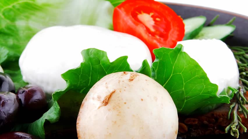 light feta cheese with mushroom and bread