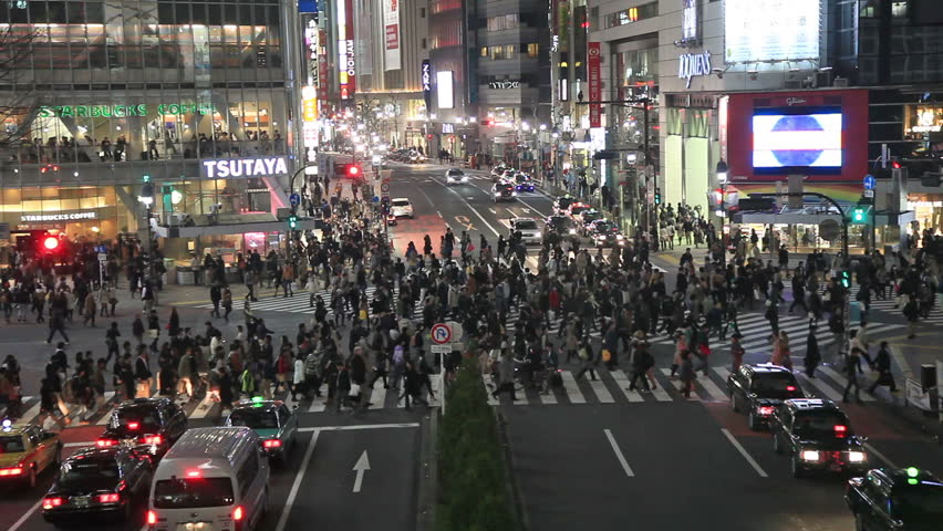 TOKYO - March 18: video shot of Shibuya's main road crossing in Tokyo on March 18, 2013. Shibuya is one of the busiest shopping streets in Tokyo